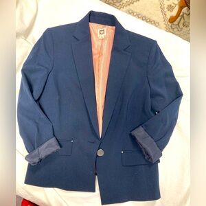 Anne Klein Vintage Navy Blue Blazer Size 8P